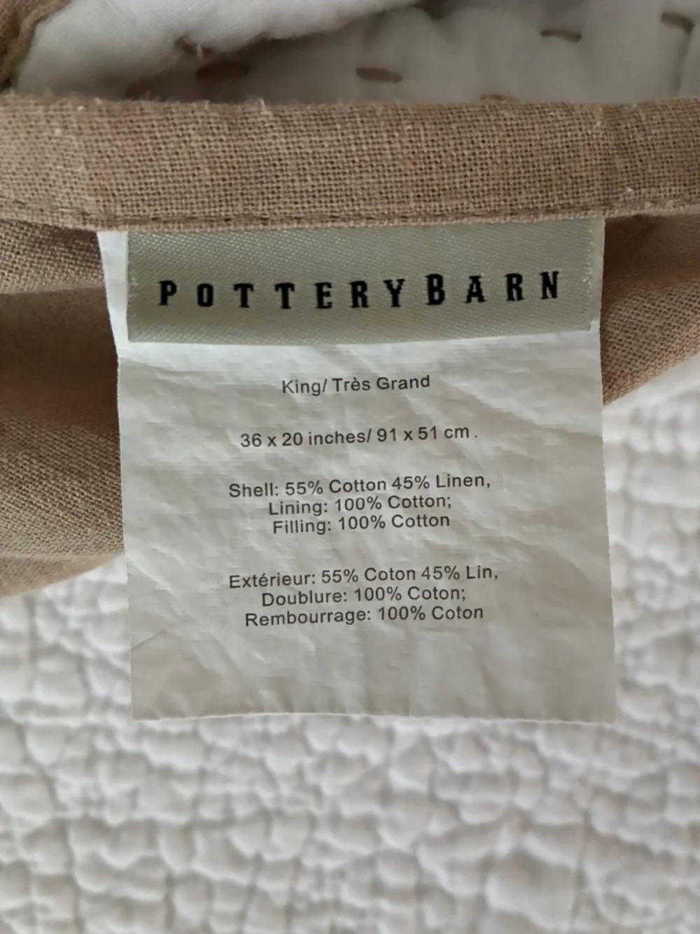 Pottery Barn Pickstitch King Pillow Shams Cotton Linen